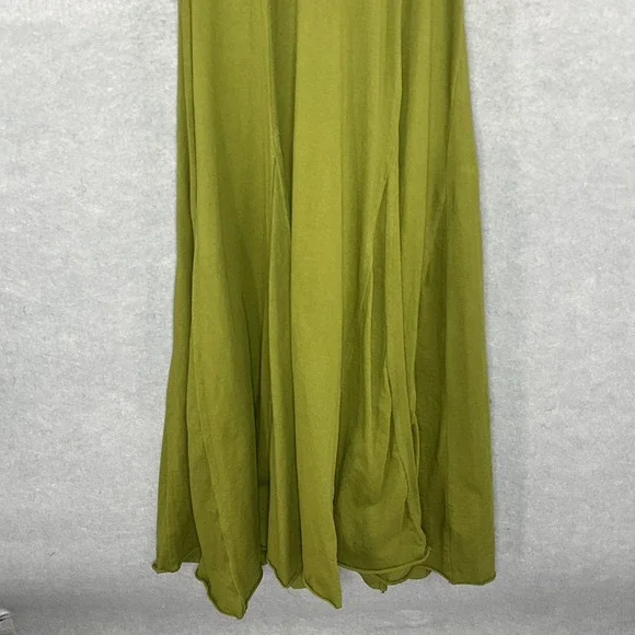 Free People FB Beach Maxi Dress Womens Sz L Green Puff Sleeve Brentwood Flowy - Picture 5 of 13